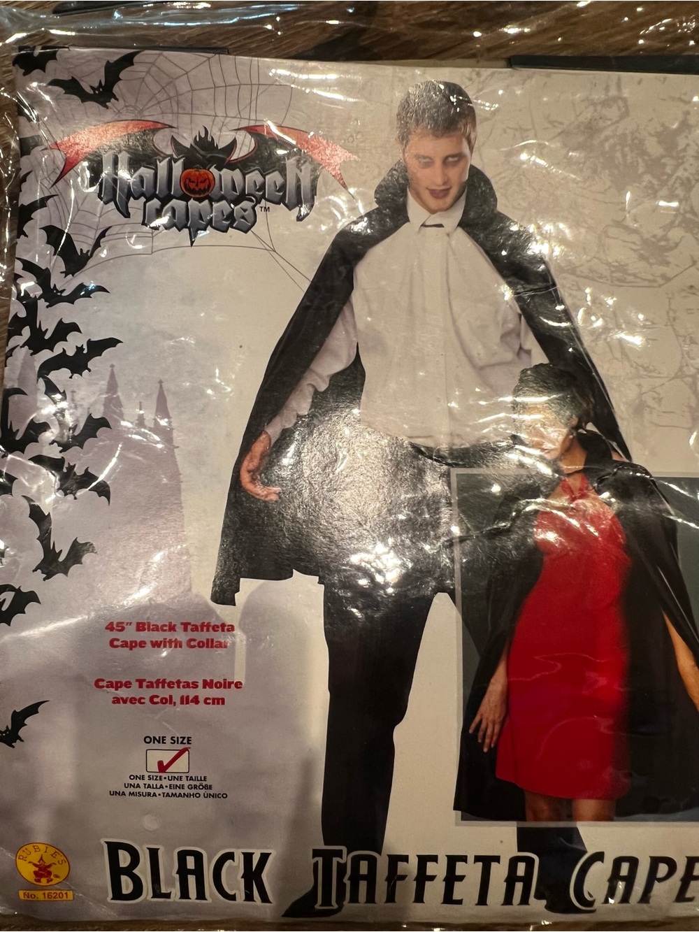 Black Halloween Taffeta Cape with Collar